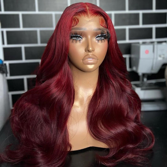 burgundy body wave wig