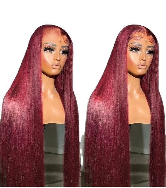 burgundy straight wig