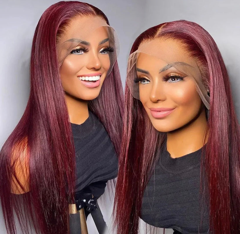 burgundy straight wig
